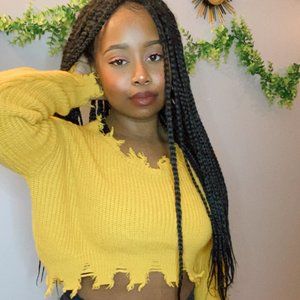 Distressed Yellow Crow Top Sweater